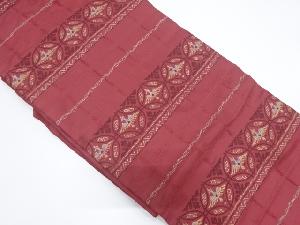 アンティーク　横段に鳥・七宝模様織り出し名古屋帯（着用可）